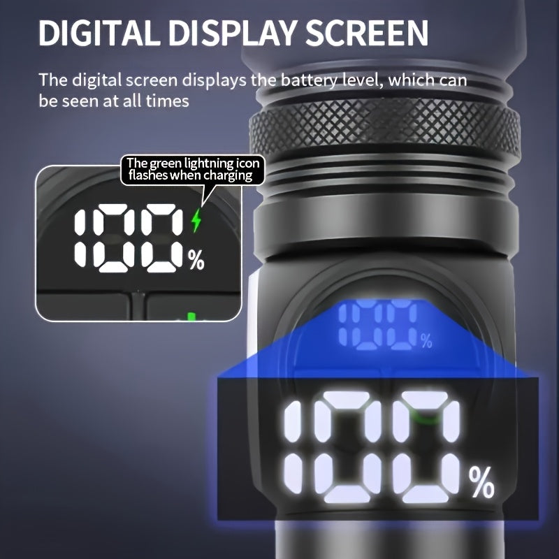 Gift Box LED Tactical Flashlight with COB Side Lamp &amp; Red/Blue Light – USB Rechargeable, 5 Modes, Magnetic, Hanging Rope