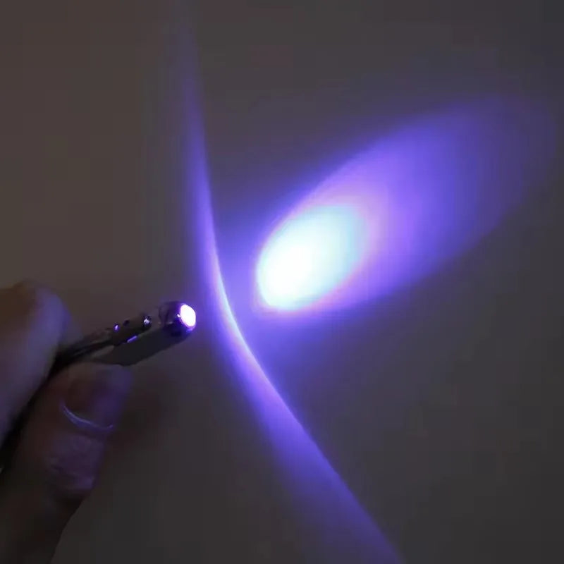 1PCS 2-in-1 Invisible Ink Pen LED UV Light Ballpoint Pen Creative UV Light Money Detector Pen UV Ballpoint Pen Office Stationery