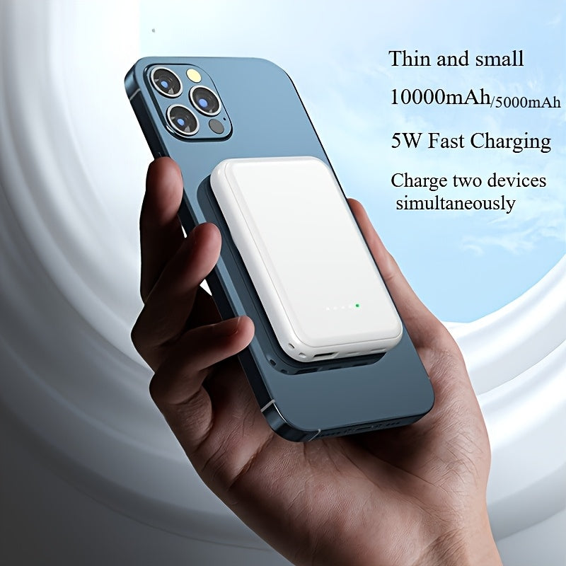 New Magnetic Power Bank 10000mAh/5000mAh, Mini Wireless Portable Charger, Fast Charging Bank, Type-C & Micro USB Input, USB Output, LED Power Display, Suitable for iPhone 16/15/14/13/12 Series And Samsung Android Phones, Travel Accessories Must Have