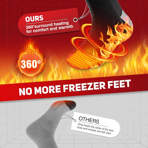 Heated Socks, Winter Warm Socks for Men Women with 3 Heating Settings, Washable Electric Thermal Socks with 2pcs 4000mAh Rechargeable Battery for Hiking Biking Skiing Hunting Outdoor Work